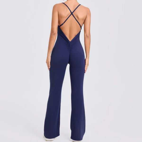 Wholesale Fitness Overalls Flared Sports Jumpsuit Women Sportswear 2024 Tracksuit Sport Outfit for Woman Gym Set Blue Red 44081 - Image 48
