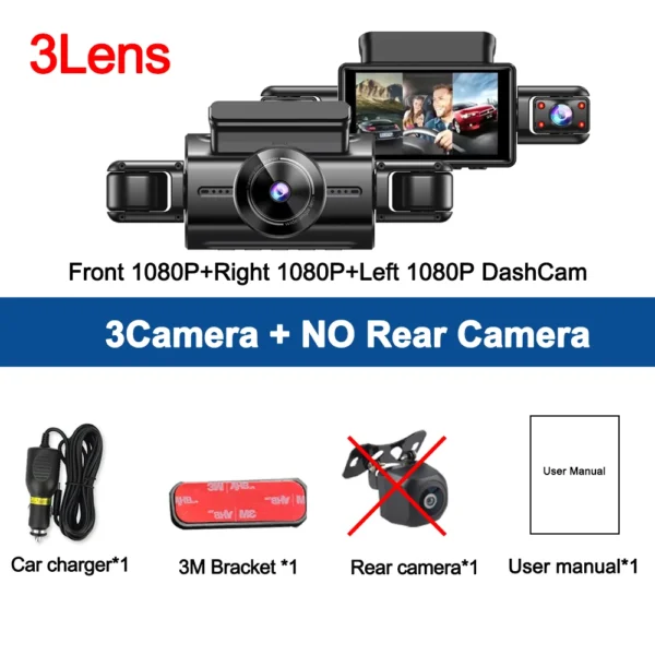 360° Car Dash Cam 4 Channels Video Recorder 1080P Car DVR 24H Parking Monitor Front Right With Rear View Night Vision Black Box - Image 7