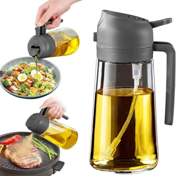 16oz/470ML Glass Oil Dispenser with Automatic Flip Lid  2in1 Kitchen Bottle,Cooking Sprayer,Leak-Proof Design,Oil Spray Bottle - Image 11