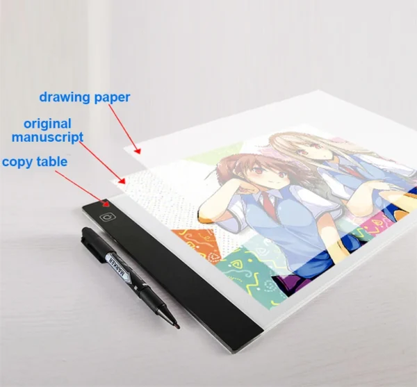 Led Drawing Copy Pad 3 Level Dimmable Board Table Animation Painting Educational Toys Gift Adjustable Light Notepad For Children - Image 14