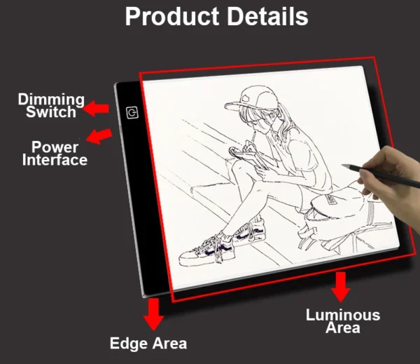 Led Drawing Copy Pad 3 Level Dimmable Board Table Animation Painting Educational Toys Gift Adjustable Light Notepad For Children - Image 10