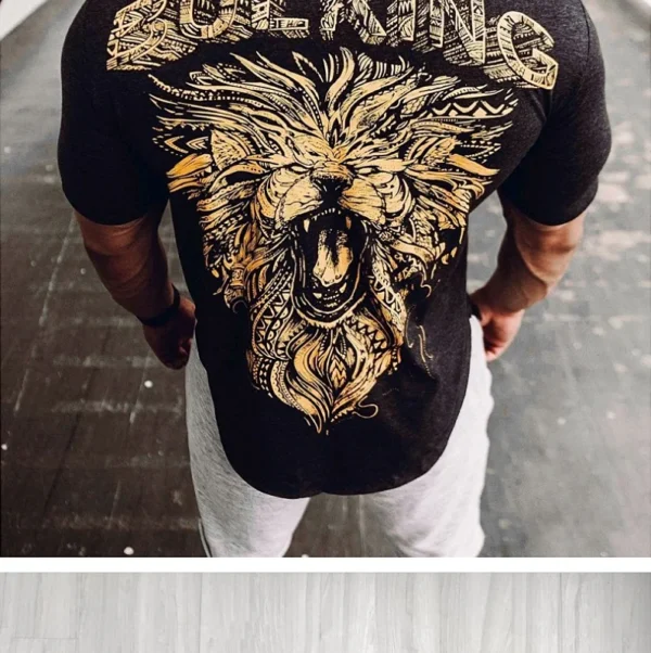 Men's Fashion Print Sports Casual Short Sleeve T-shirt Man Gym Running Training Elastic Bodybuilding Tops Workout Tights - Image 19