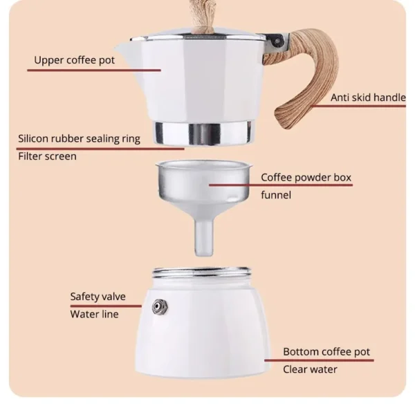 150ml 300ml Vintage Wooden Handle Espresso Maker Moka Pot Classic Italian Cafe Tools Kitchen Cafe Accessories - Image 14