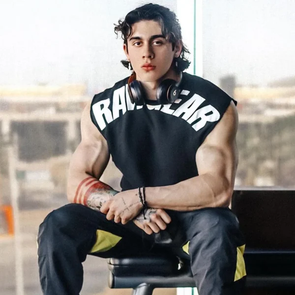 Tank Tops Male Sweat Sleeveless Shirt Muscle Sports Gym Fitness Workout O-Neck Vest Casual Clothing - Image 21