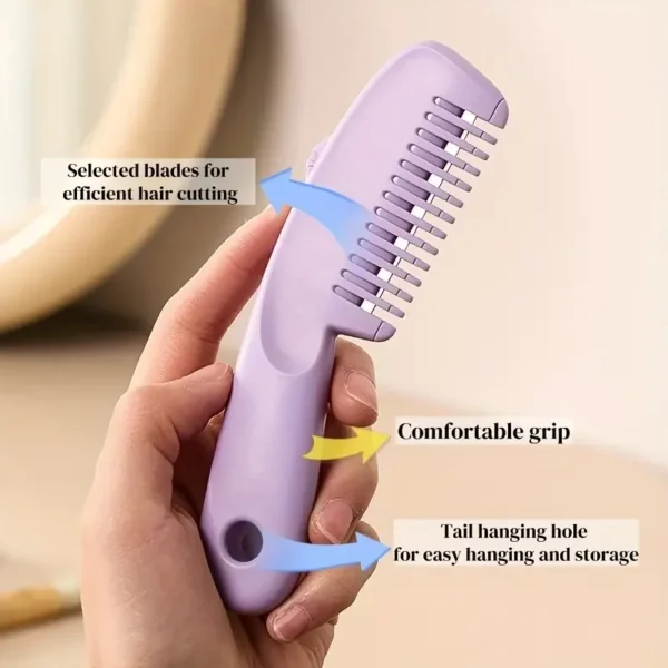1 Piece Set of Three-Speed Adjustable Two-In-One Hairdressing Comb with Blade for Home Self-Service Hair Sliding Bangs Comb - Image 6