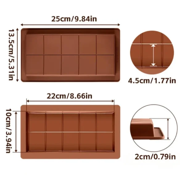 Chocolate Bar Molds Silicone Bars Break Apart Wax Melt Mould Easy Release Rectangle Durable for Protein and Energy Handmade Gift - Image 8