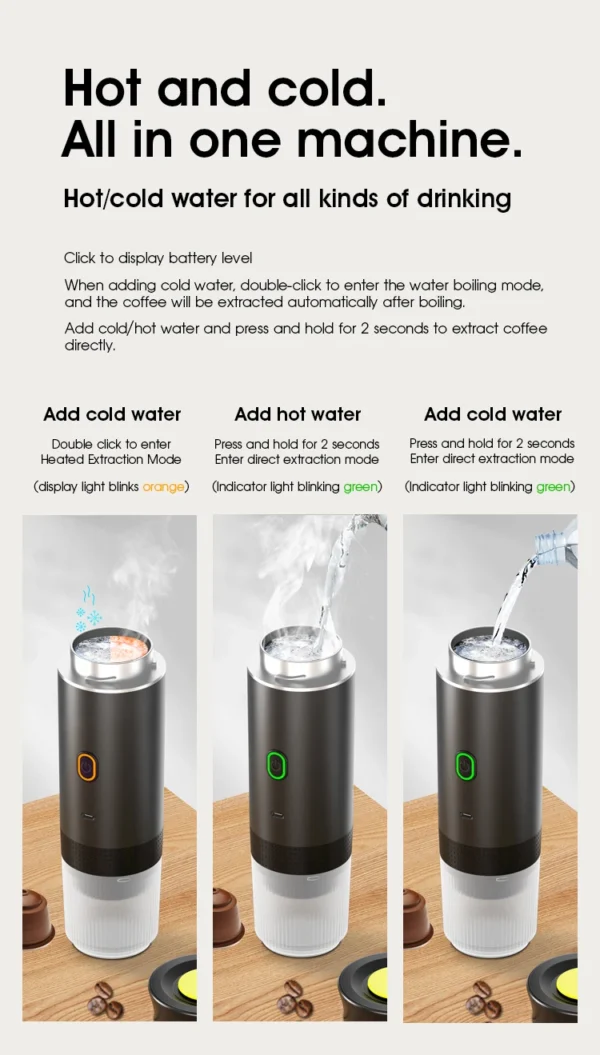 Wireless Electric Portable Espresso Coffee Machine for Car & Home Camping Coffee Maker 3-in-1 Capsule Powder Travel Coffee Maker - Image 21