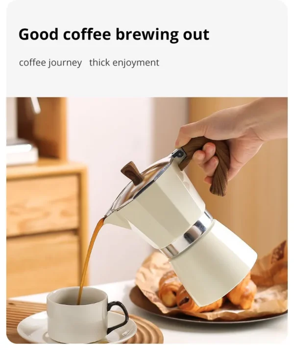 150ml 300ml Vintage Wooden Handle Espresso Maker Moka Pot Classic Italian Cafe Tools Kitchen Cafe Accessories - Image 12