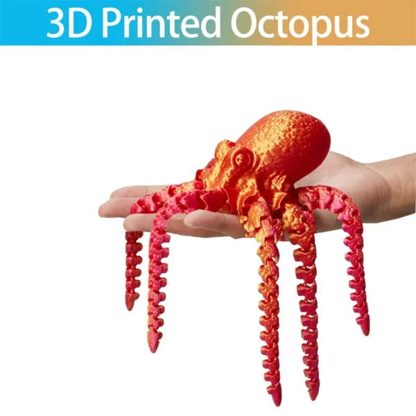 27CM 3D Printed Octopus Figurine with Flexible Joints For Home Office Desk Decor, Ocean Animal Table Ornament Ideal Gift Toy - Image 5