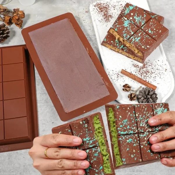 Chocolate Bar Molds Silicone Bars Break Apart Wax Melt Mould Easy Release Rectangle Durable for Protein and Energy Handmade Gift - Image 12