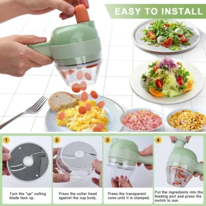 5 - in - 1 Rechargeable Wireless Electric Vegetable Cutter Set - Ideal for Pepper, Garlic & Meat!