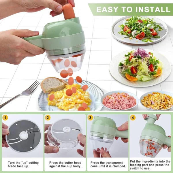 5 - in - 1 Rechargeable Wireless Electric Vegetable Cutter Set - Ideal for Pepper, Garlic & Meat!