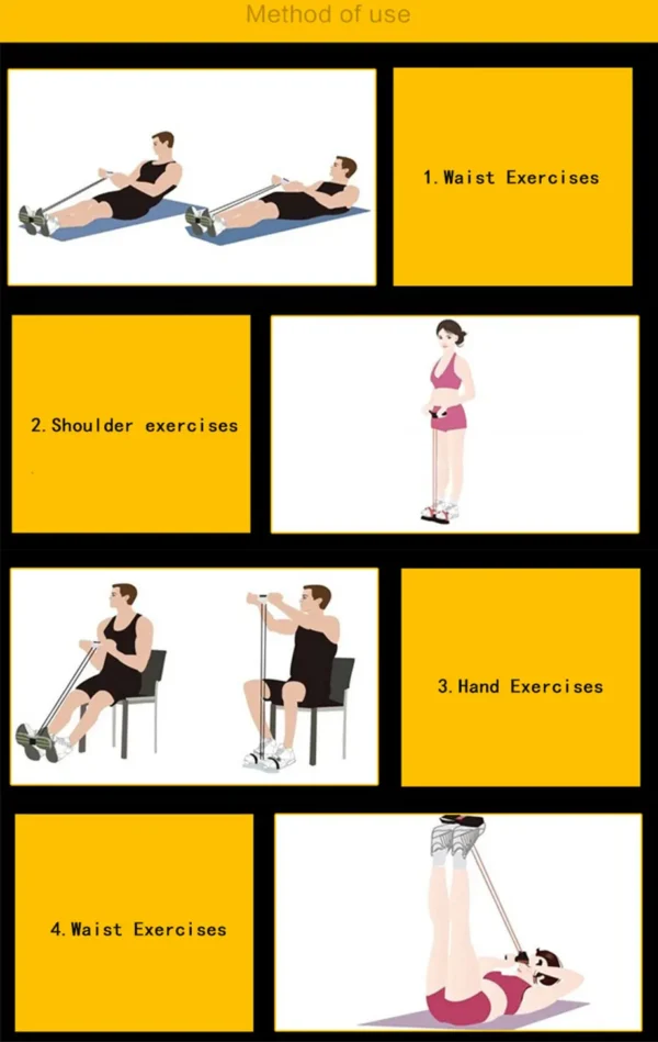 Fitness Gum 4 Tube Resistance Bands Latex Pedal Exerciser Sit-up Pull Rope Expander Elastic Bands Yoga equipment Pilates Workout - Image 20
