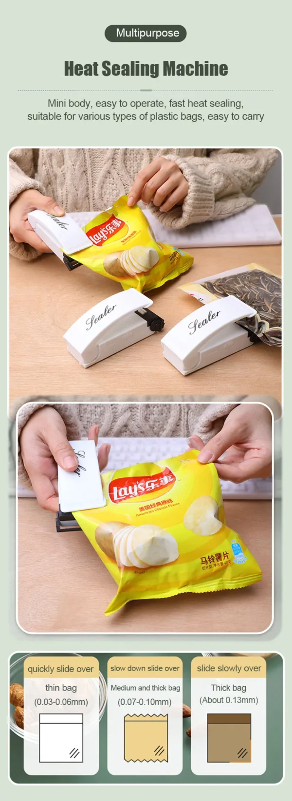 Plastic Heat Bag Sealer Food Packaging Sealing Machine Portable Snack Bag Sealing Clip Kitchen Storage Accessories Home Gadgets - Image 13