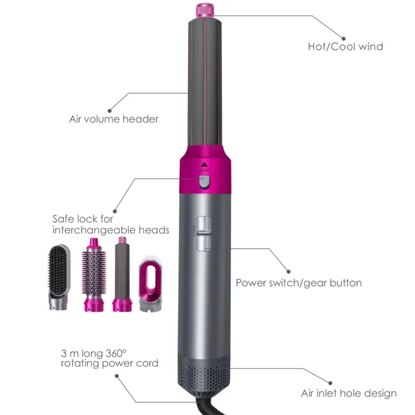 2025 New 5 in 1 Hair Dryer Hot Comb Set Professional Curling Iron Hair Straightener Styling Tool For Airwrap Hair Dryer NEW - Image 12