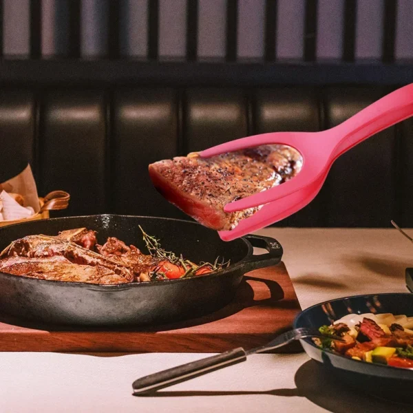 Kitchen Tong 2 in 1 Nylon Grip Flip Tongs Egg Spatula Spatul Steak Spatula Tongs Clamp Pancake Fried Turners Kitchen Accessories - Image 16
