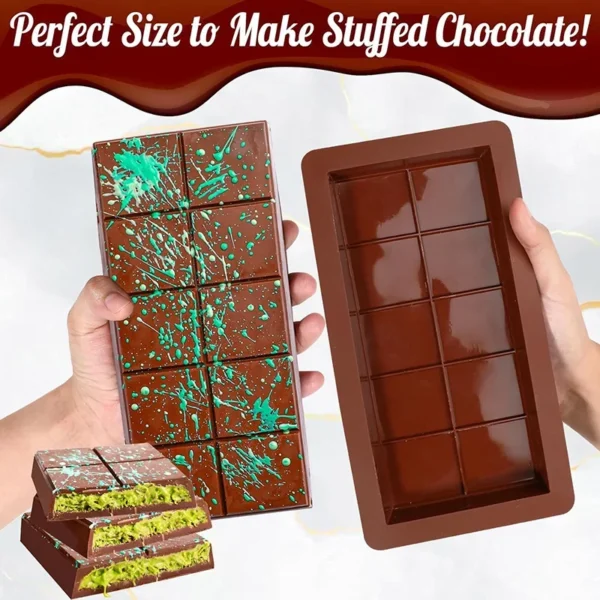 Chocolate Bar Molds Silicone Bars Break Apart Wax Melt Mould Easy Release Rectangle Durable for Protein and Energy Handmade Gift - Image 9