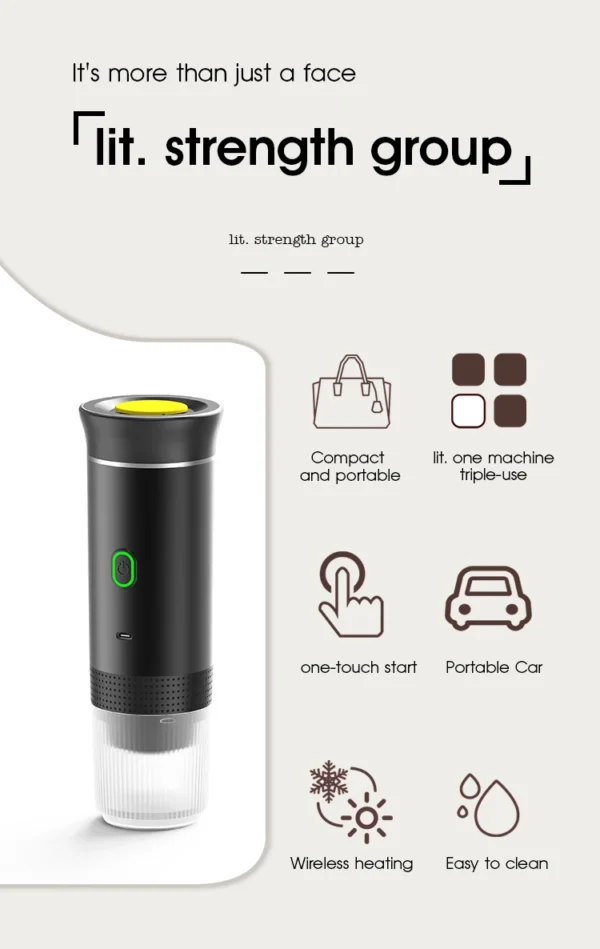 Wireless Electric Portable Espresso Coffee Machine for Car & Home Camping Coffee Maker 3-in-1 Capsule Powder Travel Coffee Maker - Image 20