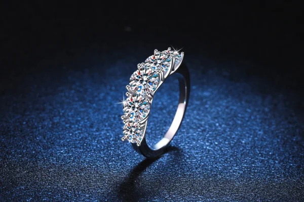 18k Plated 3.6CT All Moissanite Rings for Women 5 Stones Sparkling Diamond Wedding Band S925 Sterling Silver Jewelry GRA - Image 11