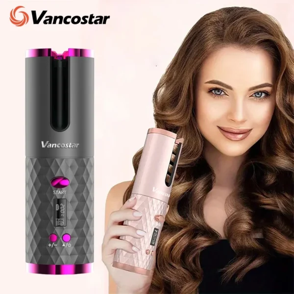 Wireless Electric 6 Timing 6 Temp. LED Cordless Automatic Hair Curler for Curls or Waves