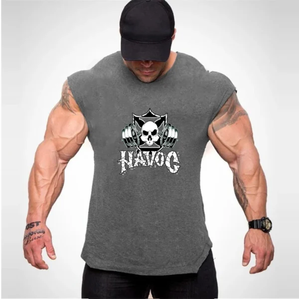 Tank Tops Men Sports Sleeveless shirt Muscle guys Vest Fitness Drop Armhole Solid Tops Tees Cotton Gym Singlets - Image 29