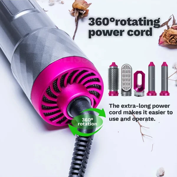 Hair Dryer 5-In-1 Electric Hair Comb Negative Ion Straight Curler Brush Blow Dryer Air Comb Removable Brush Kit Tool - Image 26
