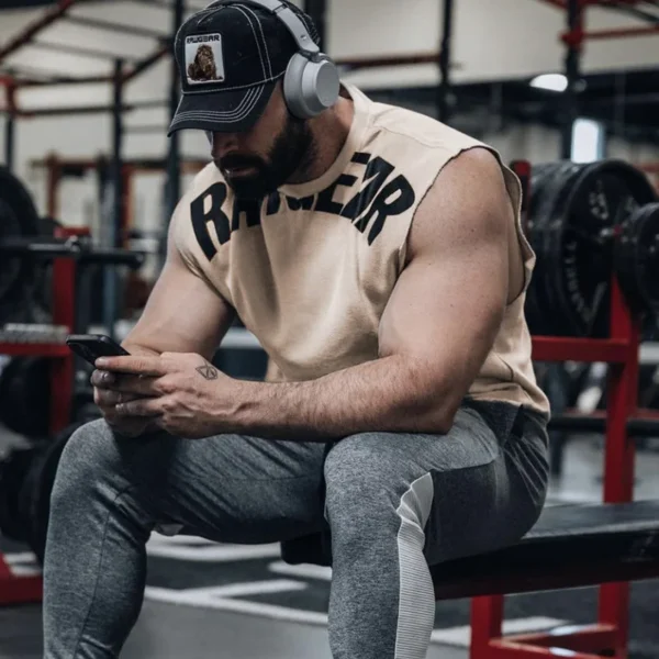 Tank Tops Male Sweat Sleeveless Shirt Muscle Sports Gym Fitness Workout O-Neck Vest Casual Clothing - Image 27