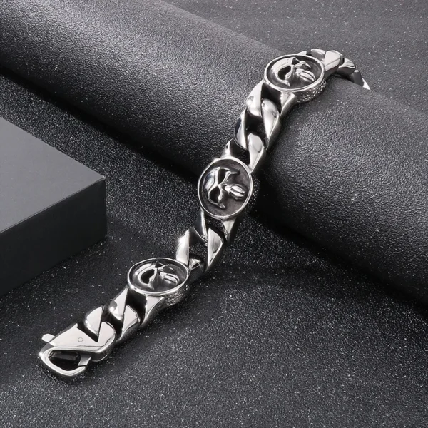 23cm Skeleton Bracelets For Men Stainless SteelBracelet Silver Color Gothic Curb Bangle Jewelry - Image 11