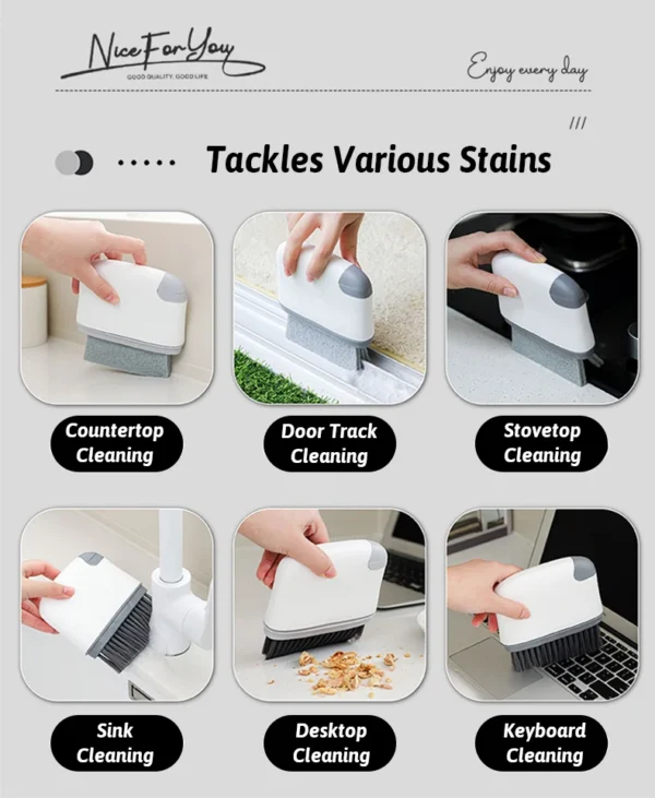MultiFunc Window Track Brush 4 Layer Scrubber Wet&Dry Deep Clean Gaps QuickSwap AllIn1 Storage MultiSurface Cleaning Tool - Image 15