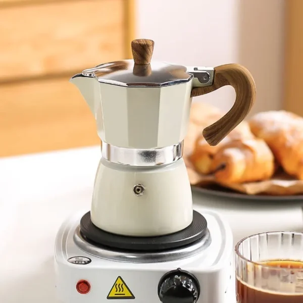 150ml 300ml Vintage Wooden Handle Espresso Maker Moka Pot Classic Italian Cafe Tools Kitchen Cafe Accessories - Image 3