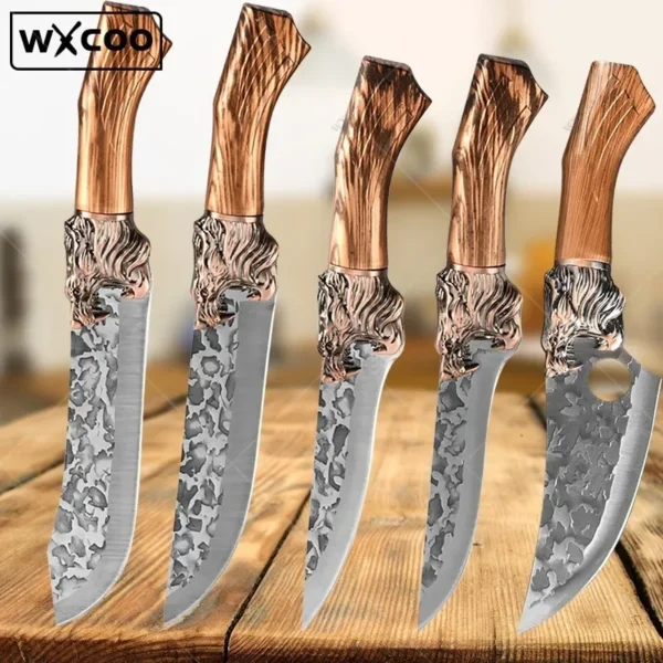 WXCOO Forged Kitchen Chef Knife Set Stainless Steel Meat Fish Fruit Vegetables Slicing Knife Butcher Boning Cleaver Knives