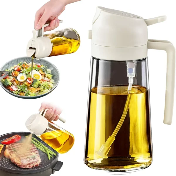 16oz/470ML Glass Oil Dispenser with Automatic Flip Lid  2in1 Kitchen Bottle,Cooking Sprayer,Leak-Proof Design,Oil Spray Bottle - Image 8
