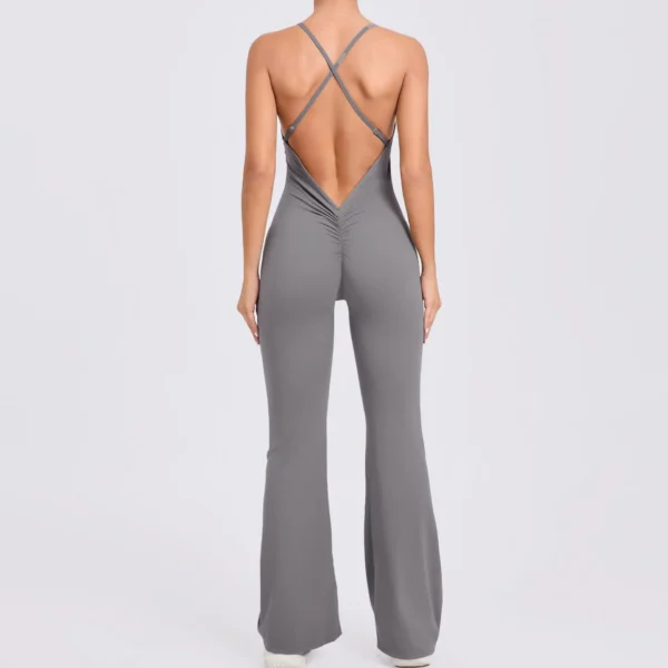 Wholesale Fitness Overalls Flared Sports Jumpsuit Women Sportswear 2024 Tracksuit Sport Outfit for Woman Gym Set Blue Red 44081 - Image 43