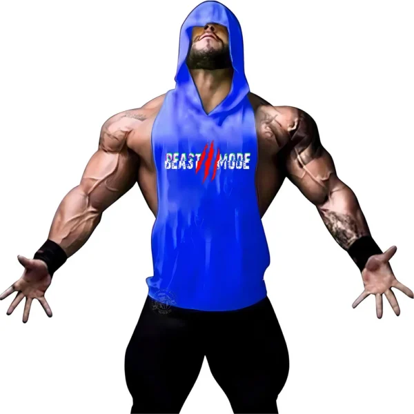 Summer Adult Clothing Men's Sports Fitness Hooded Vest T-shirt Tops Men's casual Breathable Summer Gym men's clothing tops - Image 17