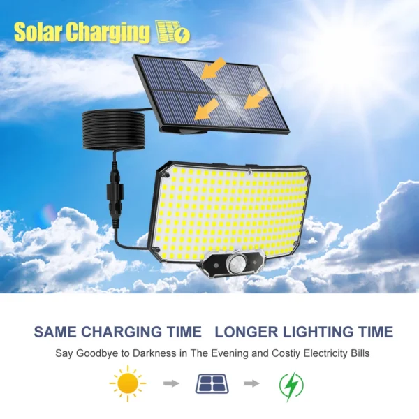 Solar Lights 234LED Solar Security Lights Outdoor Garden Motion Sensor 3 Modes Waterproof Split Solar Flood Wall Lights Garage - Image 4