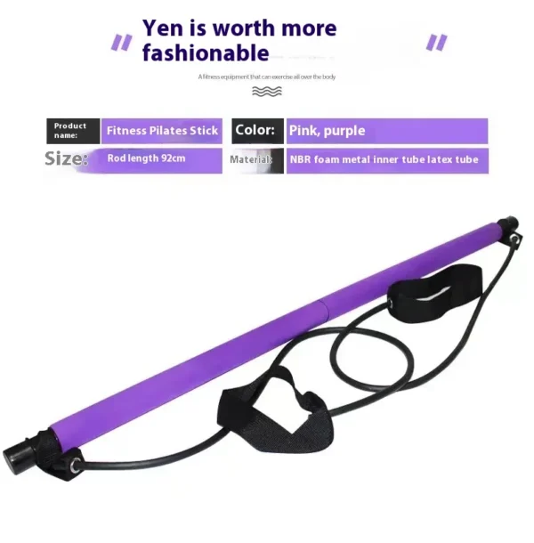 Pilates Stick Multi functional Fitness Stick Yoga Pilates Equipment Home Elasticity Exercise Training Hip Pulling Rope - Image 11