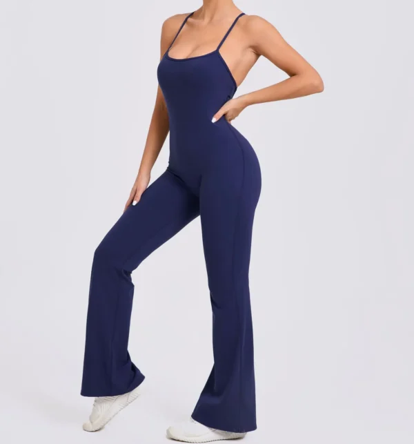 Wholesale Fitness Overalls Flared Sports Jumpsuit Women Sportswear 2024 Tracksuit Sport Outfit for Woman Gym Set Blue Red 44081 - Image 45