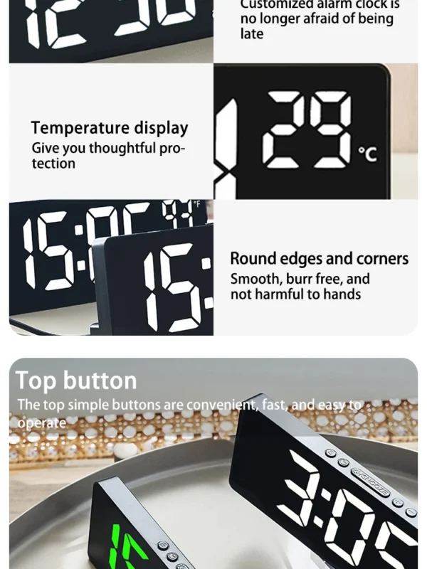 Creative Multifunction Electronic Clock Simple Large Screen Clock Multi Group Alarm Clock Student Clock - Image 13
