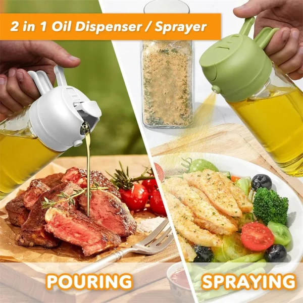 16oz/470ML Glass Oil Dispenser with Automatic Flip Lid  2in1 Kitchen Bottle,Cooking Sprayer,Leak-Proof Design,Oil Spray Bottle - Image 5
