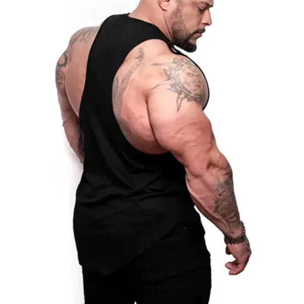 Black Bat Print Gym Fitness Running Sportswear Mens Training Bodybuilding Tank Tops Cotton Breathable Sleeveless Loose Shirts - Image 6