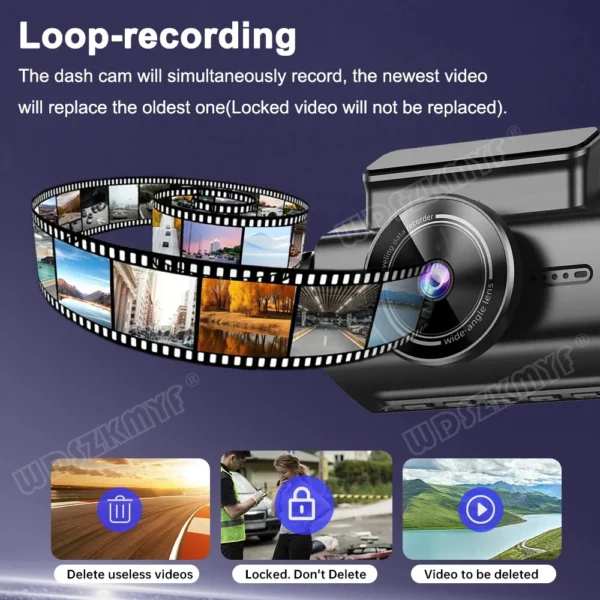 360° Car Dash Cam 4 Channels Video Recorder 1080P Car DVR 24H Parking Monitor Front Right With Rear View Night Vision Black Box - Image 23