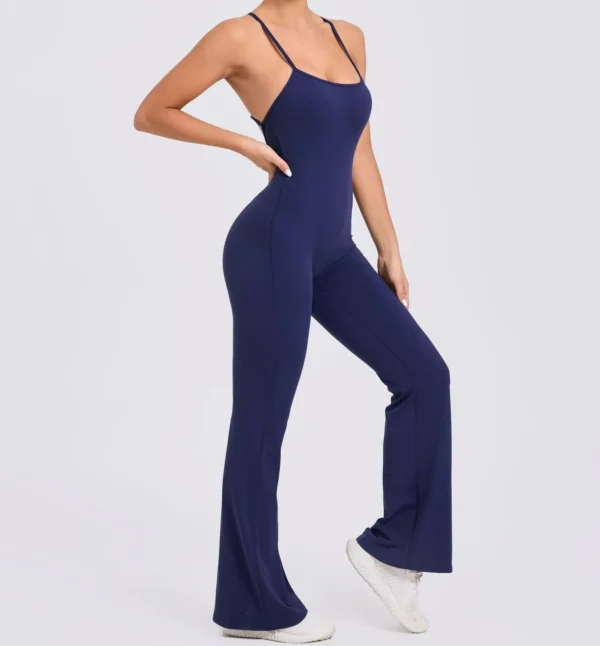Wholesale Fitness Overalls Flared Sports Jumpsuit Women Sportswear 2024 Tracksuit Sport Outfit for Woman Gym Set Blue Red 44081 - Image 46