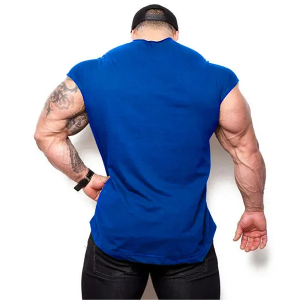 Tank Tops Men Sports Sleeveless shirt Muscle guys Vest Fitness Drop Armhole Solid Tops Tees Cotton Gym Singlets - Image 34