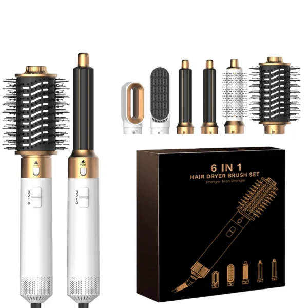 6 in 1 Hair Dryer Comb Brush Multifunctional Styling Set Curling Roller Straightener Hot Air Blow Styler Kit - Image 6