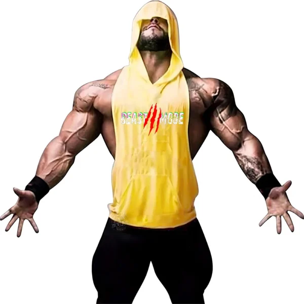 Summer Adult Clothing Men's Sports Fitness Hooded Vest T-shirt Tops Men's casual Breathable Summer Gym men's clothing tops - Image 16
