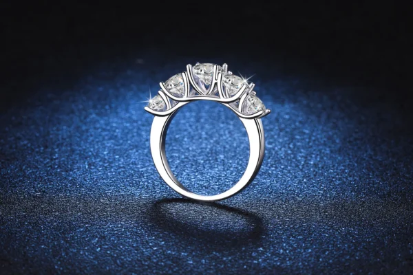 18k Plated 3.6CT All Moissanite Rings for Women 5 Stones Sparkling Diamond Wedding Band S925 Sterling Silver Jewelry GRA - Image 10
