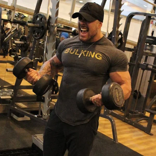 Men's Fashion Print Sports Casual Short Sleeve T-shirt Man Gym Running Training Elastic Bodybuilding Tops Workout Tights - Image 3