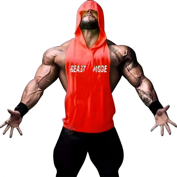 Summer Adult Clothing Men's Sports Fitness Hooded Vest T-shirt Tops Men's casual Breathable Summer Gym men's clothing tops - Image 15