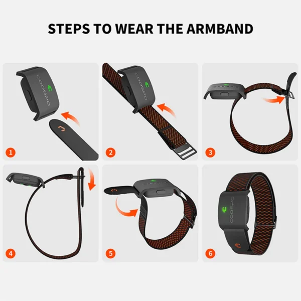 COOSPO HW9 Armband Heart Rate Monitor with HR Zones/Calories HRM Sensor for Fitness Cycling BLE5.0 ANT+ for Peloton,Zwift,Wahoo - Image 14