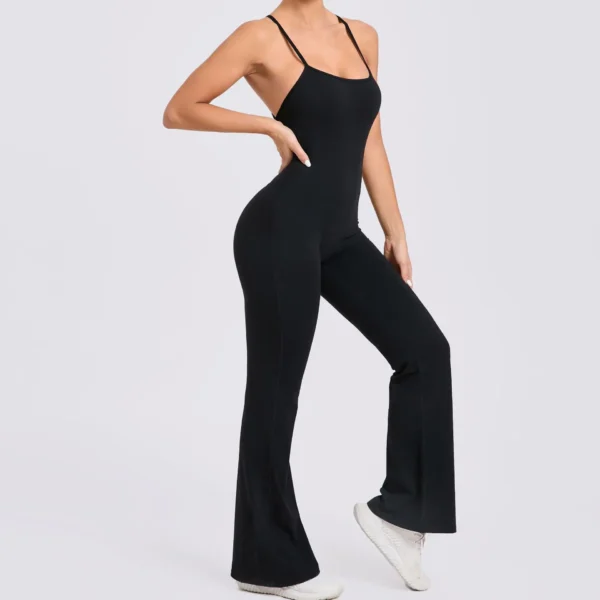 Wholesale Fitness Overalls Flared Sports Jumpsuit Women Sportswear 2024 Tracksuit Sport Outfit for Woman Gym Set Blue Red 44081 - Image 20